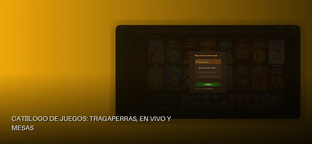 Catálogo de juegos: tragaperras, en vivo y mesas
